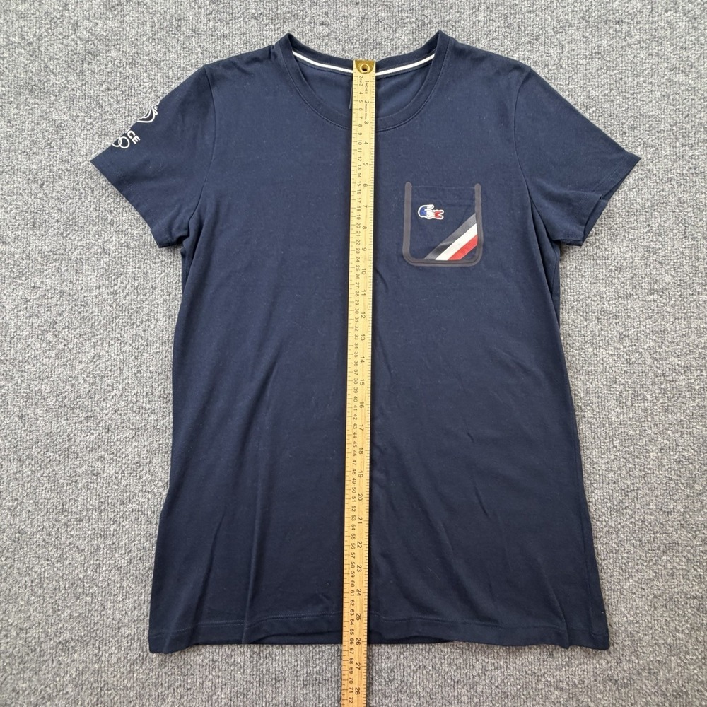 Lacoste France Olympic Team T Shirt Women 42 Navy Crocodile Tee - Picture 6 of 9